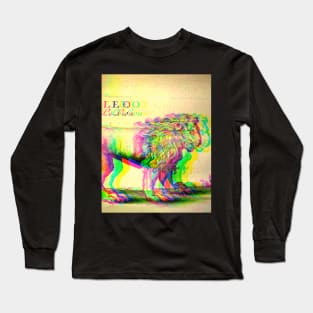 Lion Antique Engraving Glitch Ver. Long Sleeve T-Shirt